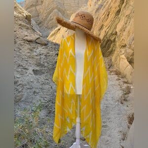 Beach/pool/festival kimono in yellow ikat.